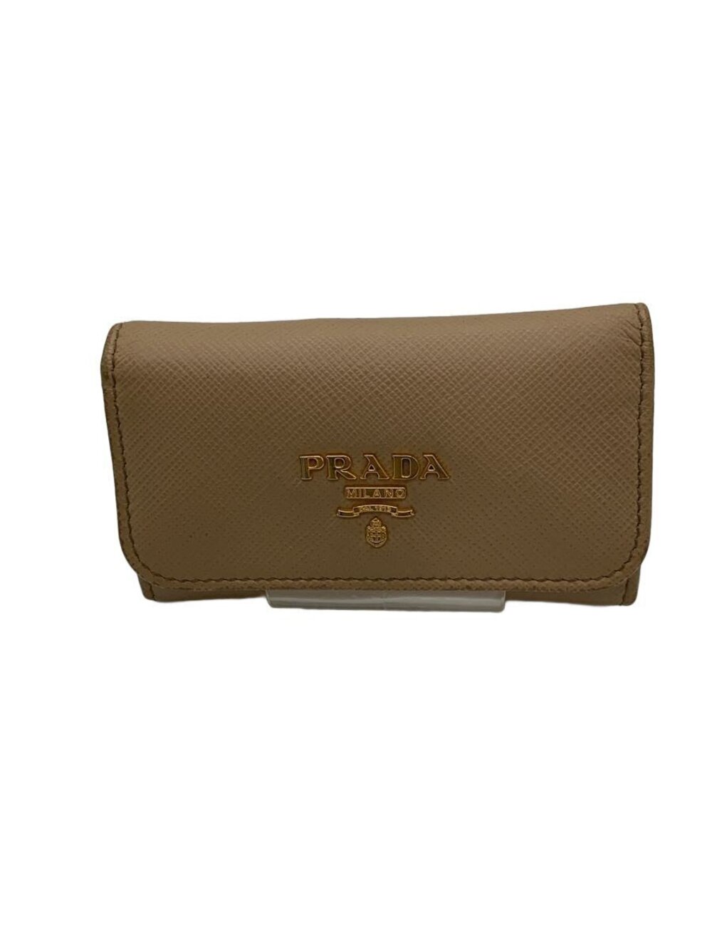 Prada Key Case Wallet Leather Beige Cream